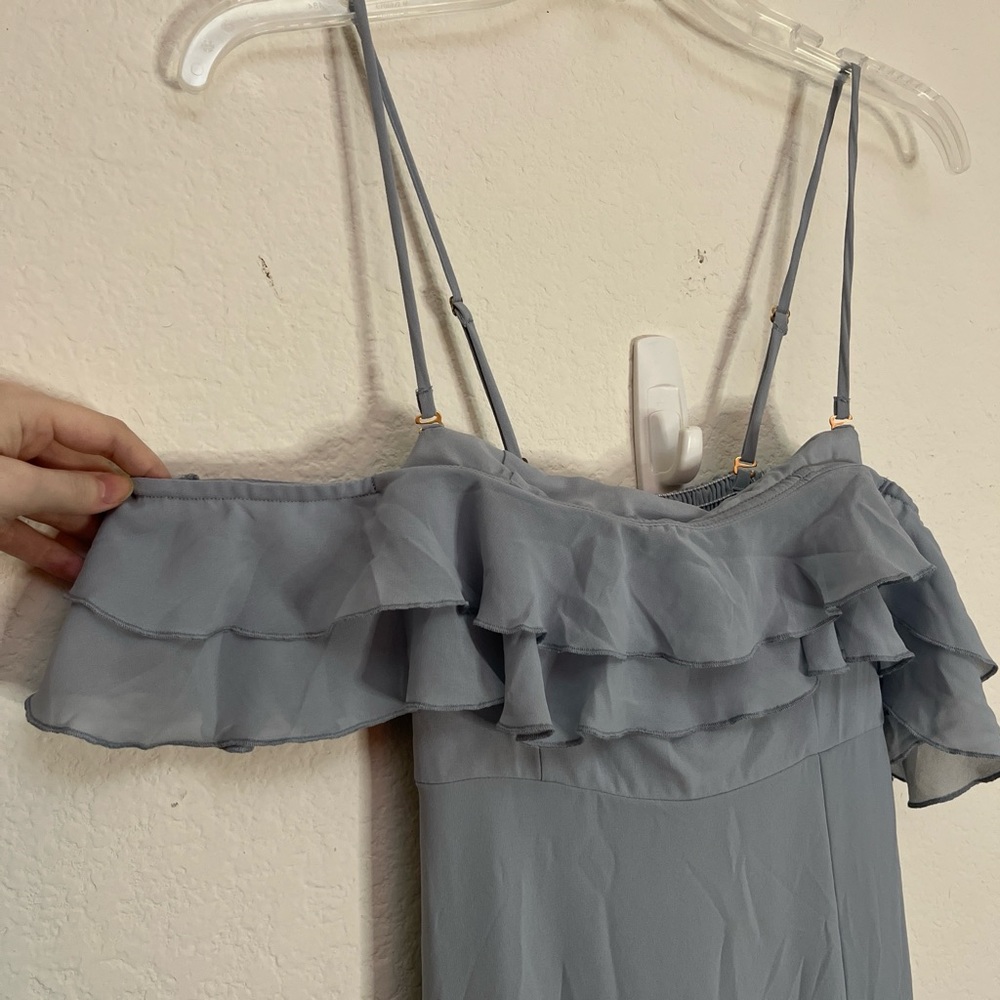 Show Me Your Mumu Blue Maxi Dress Emma Bridesmaid Steel Blue Chiffon Sz Xs - Picture 8 of 13